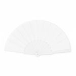 Abanico de plástico hecho a medida con tela poliéster personalizable color blanco septima vista