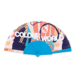 Abanico de plástico hecho a medida con tela poliéster personalizable color azul real