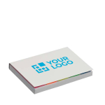 Bloc de notas adhesivas y marcadores hecho a medida cubierta flexible color blanco vista de impresión