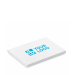 Set de 100 notas adhesivas blancas hechas a medida hecho en UE color blanco vista de impresión