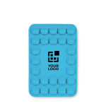 Funda adhesiva para el teléfono hecha a medida con 26 ventosas color azul cian vista de impresión