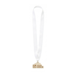 Medalla personalizable de madera hecha a medida con cinta cosida en V color blanco septima vista