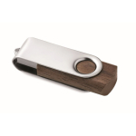 Clásica memoria USB de madera hecha a medida con estuche giratorio color madera oscura