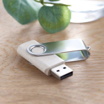 Memoria USB hecha a medida con carcasa hecha de paja y trigo color blanco roto