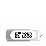 Memoria USB de color hecha a medida con carcasa personalizable color gris vista de impresión