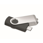 Clásica memoria USB giratoria hecha a medida de varios colores color negro quinta vista