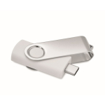 Clásica memoria USB giratoria hecha a medida de varios colores color blanco quinta vista