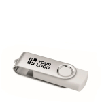 Clásica memoria USB giratoria hecha a medida de varios colores color blanco vista de impresión