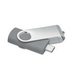 Clásica memoria USB giratoria hecha a medida de varios colores color gris quinta vista