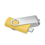Clásica memoria USB giratoria hecha a medida de varios colores color amarillo quinta vista