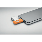 Clásica memoria USB giratoria hecha a medida de varios colores color naranja