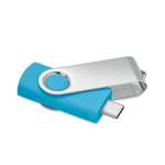 Clásica memoria USB giratoria hecha a medida de varios colores color turquesa quinta vista