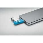Clásica memoria USB giratoria hecha a medida de varios colores color turquesa
