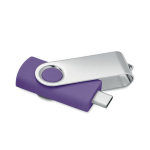 Clásica memoria USB giratoria hecha a medida de varios colores color violeta quinta vista