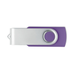 Clásica memoria USB giratoria hecha a medida de varios colores color violeta septima vista