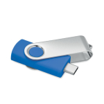 Clásica memoria USB giratoria hecha a medida de varios colores color azul real quinta vista
