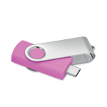 Clásica memoria USB giratoria hecha a medida de varios colores color fucsia quinta vista
