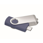 Clásica memoria USB giratoria hecha a medida de varios colores color azul ultramarino quinta vista