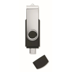 Memoria USB de colores hecha a medida con conexión tipo C color negro quinta vista