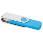 Memoria USB de colores hecha a medida con conexión tipo C color azul cian