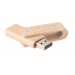 Memoria USB hecha a medida hecha completamente de madera color natural