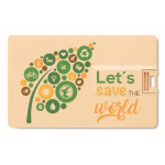 Memoria USB hecha a medida en una tarjeta de paja para personalizar color madera
