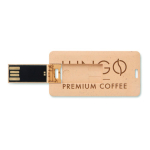 Memoria USB plana hecha a medida con carcasa hecha de paja color madera