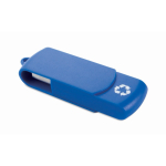 Memoria USB hecha a medida con carcasa giratoria de plástico reciclado color azul