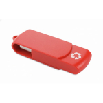 Memoria USB hecha a medida con carcasa giratoria de plástico reciclado color rojo