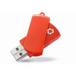 Memoria USB hecha a medida con carcasa giratoria de plástico reciclado color rojo quinta vista