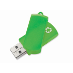 Memoria USB hecha a medida con carcasa giratoria de plástico reciclado color verde quinta vista