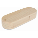 Memoria USB hecha a medida con carcasa giratoria de madera color madera clara