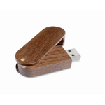 Memoria USB hecha a medida con carcasa giratoria de madera color madera oscura quinta vista