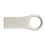 Memoria USB pequeña de zinc hecha a medida con detalle redondo color plateado septima vista