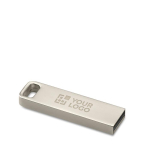 Memoria USB pequeña de zinc hecha a medida con detalle rectangular color plateado vista de impresión