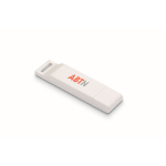 Memoria USB plana hecha a medida con tapa protectora a juego color blanco