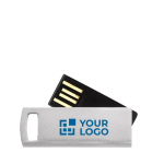 USB giratorio hecho a medida de aluminio fino con opción para colgar color plateado mate vista de impresión