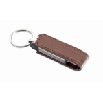 Elegante memoria USB hecha a medida funda de piel y cierre magnético color marrón