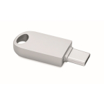 Memoria USB tipo C hecha a medida en tamaño pequeño de zinc color plateado