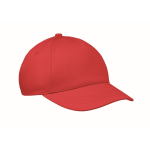 Gorra para niños de algodón de 5 paneles 180 g/m² color rojo