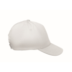 Gorra para niños de algodón de 5 paneles 180 g/m² color blanco quinta vista