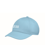 Gorra para niños de algodón de 5 paneles 180 g/m² color azul claro vista de impresión