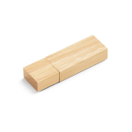 USB hecho de bambú con tapa de cierre y caja de papel kraft color natural