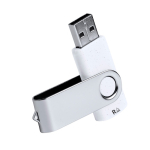 USB de plástico reciclado resistente con clip metálico giratorio color blanco primera vista