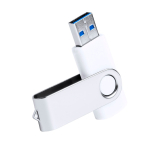 USB con clip metálico en formato giratorio y cuerpo en blanco color blanco primera vista