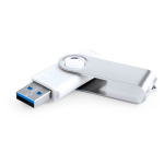 USB con clip metálico en formato giratorio y cuerpo en blanco segunda vista