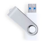 USB con clip metálico en formato giratorio y cuerpo en blanco tercera vista