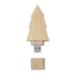 Memoria USB de madera con diseño de pino y cierre de tapón color natural primera vista