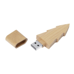 Memoria USB de madera con diseño de pino y cierre de tapón tercera vista