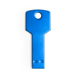 Memoria USB en colores de aluminio brillante en forma de llave color azul primera vista